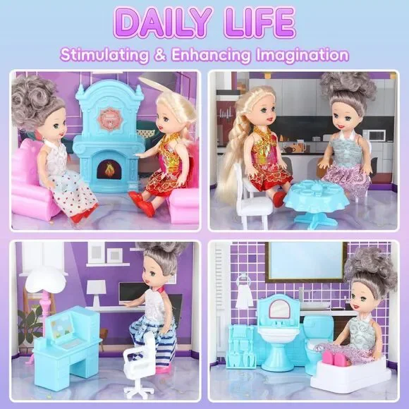 Stories Dollhouse For Girls, Diy Doll House Accessories